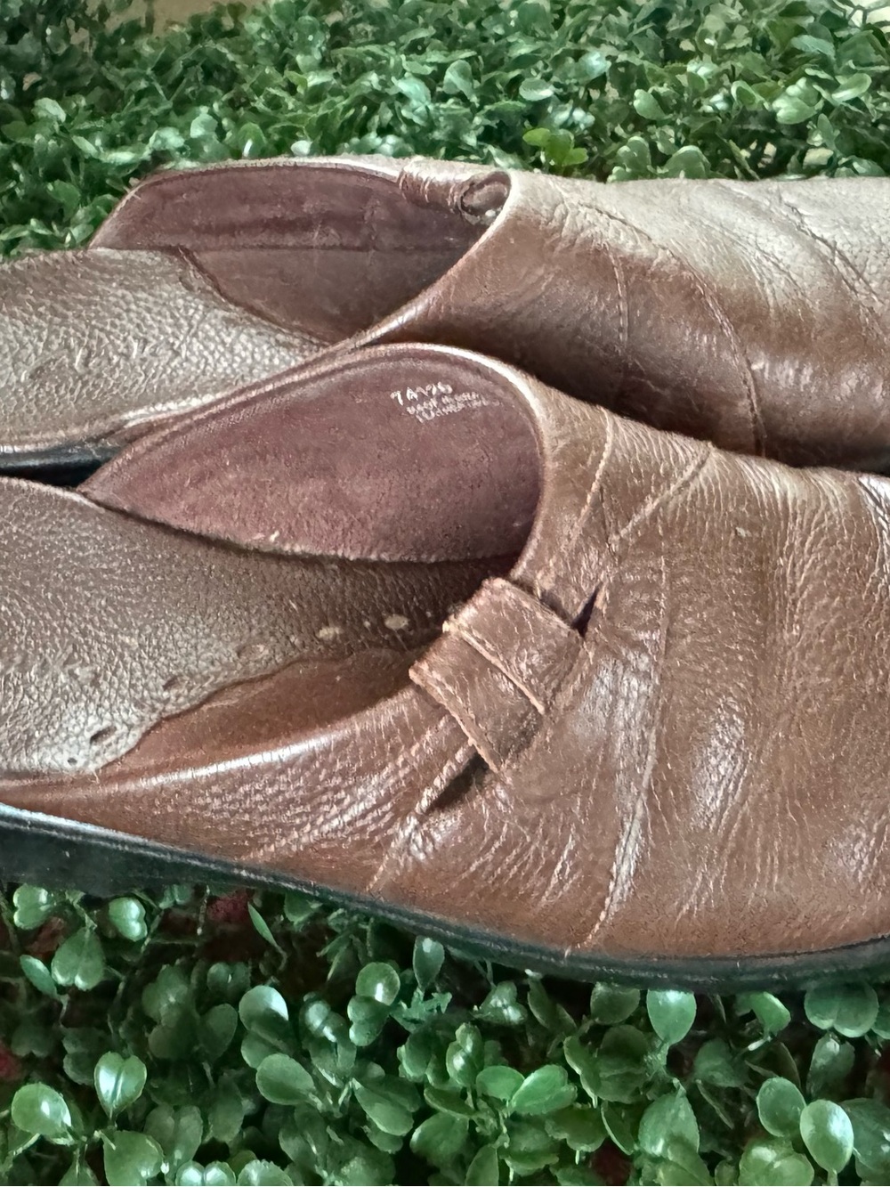Clarks Brown Leather Slip-On Mules